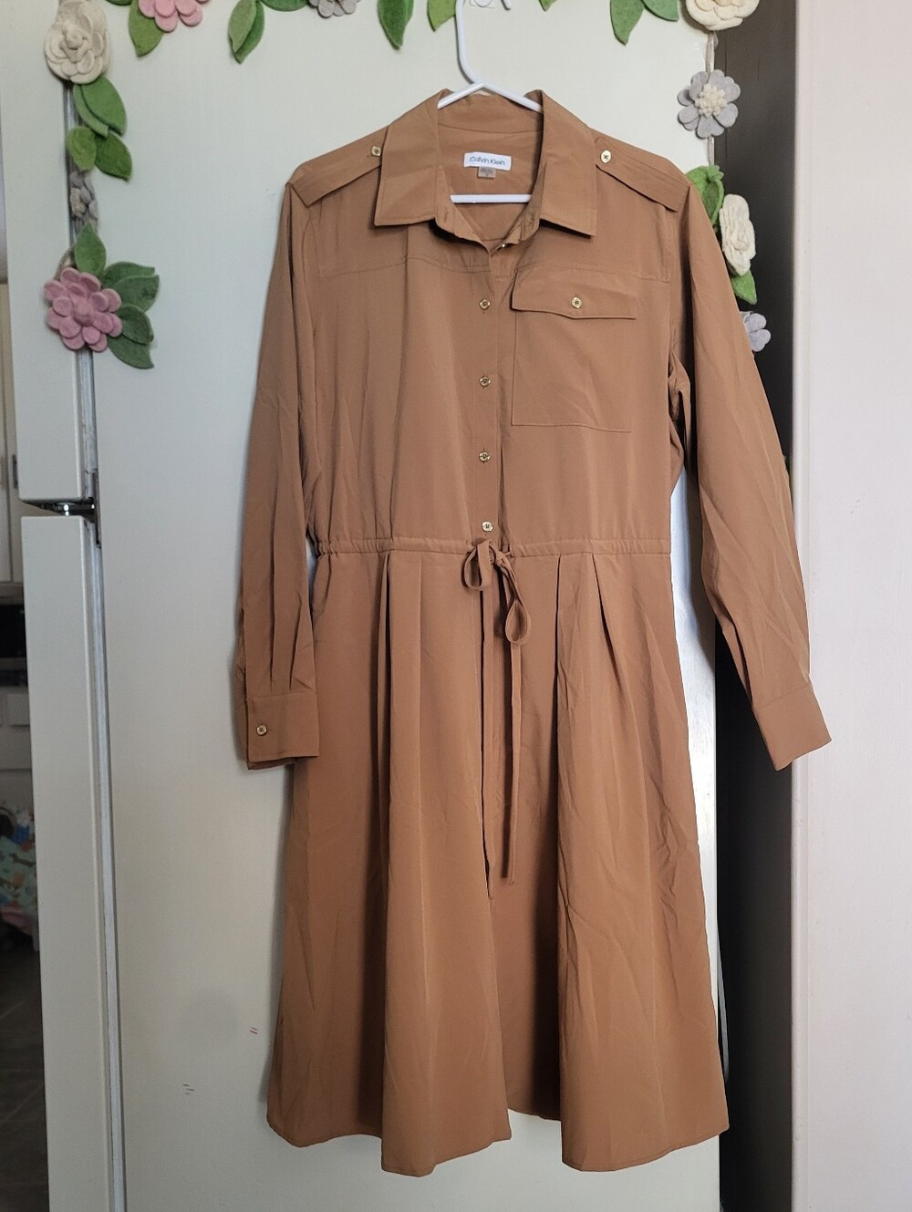 Calvin Klein Tan Dress With Pockets